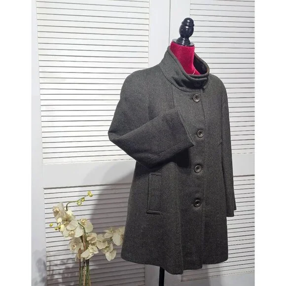 Jimmy Hourihan Women's Gray Wool Swing Coat Size M (E 40) Made In Spain 2939 - Picture 2 of 15